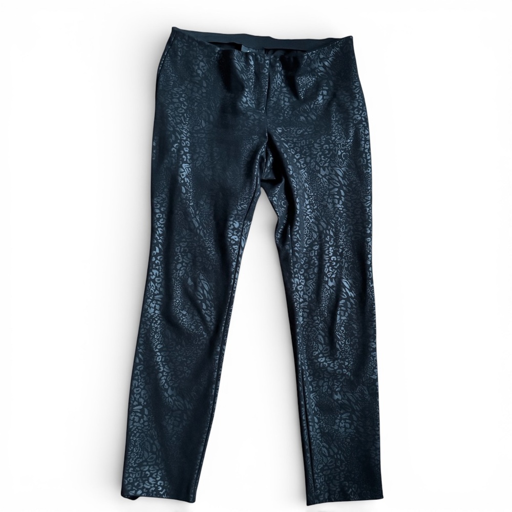 ALFANI Black tonal animal print slim pants size 6